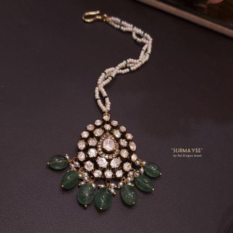 Surmayee Moissanite Polki Maangtika Surmayee Moissanite Polki Maangtika