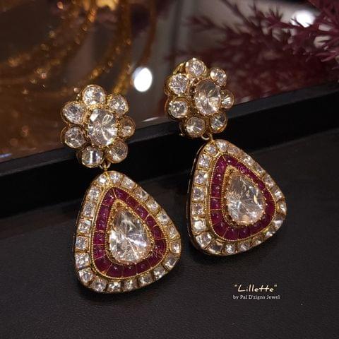 Lillette Earings Gold Look Moissanite Polki Earing Lillette Earings Gold Look Moissanite Polki Earing