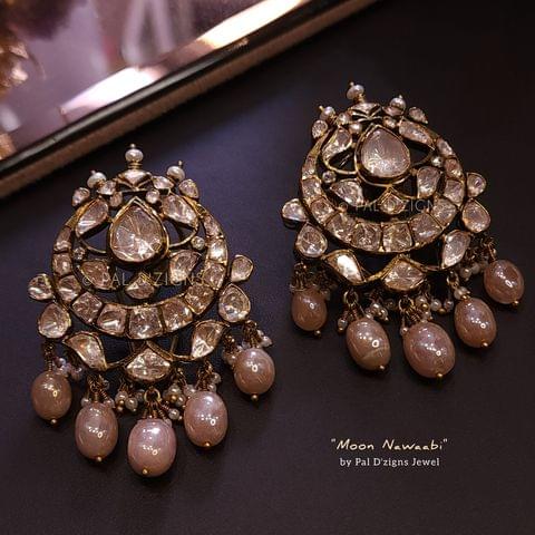 Moon Nawaabi Moissanite Polki Earring Moon Nawaabi Moissanite Polki Earring