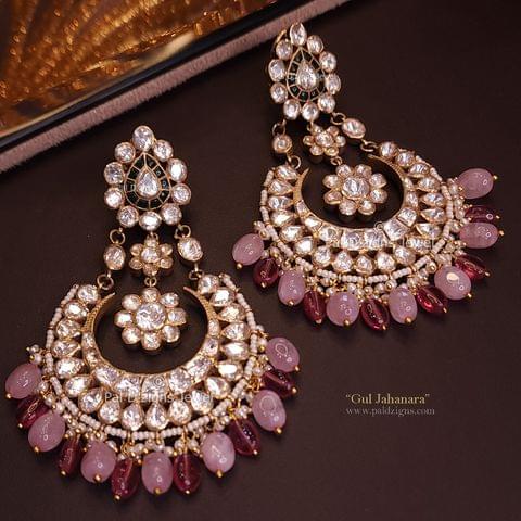 Gul Jahanara Moissanite Polki Chaandbaali Gul Jahanara Moissanite Polki Chaandbaali