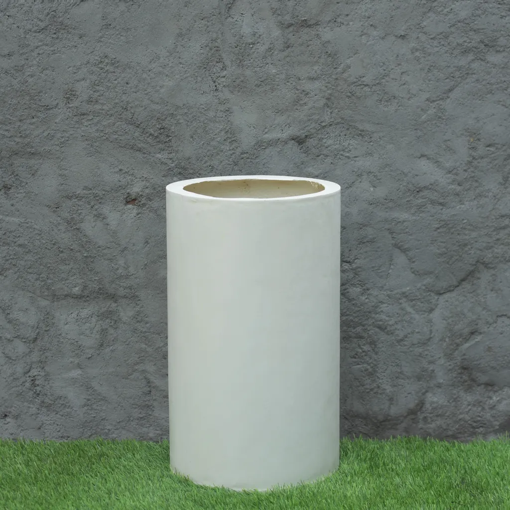 Buy Cylinder Fiberglass Planter-White-11X18 Inches Online | Urvann.com Cylinder Fiberglass Planter-White-11X18 Inches