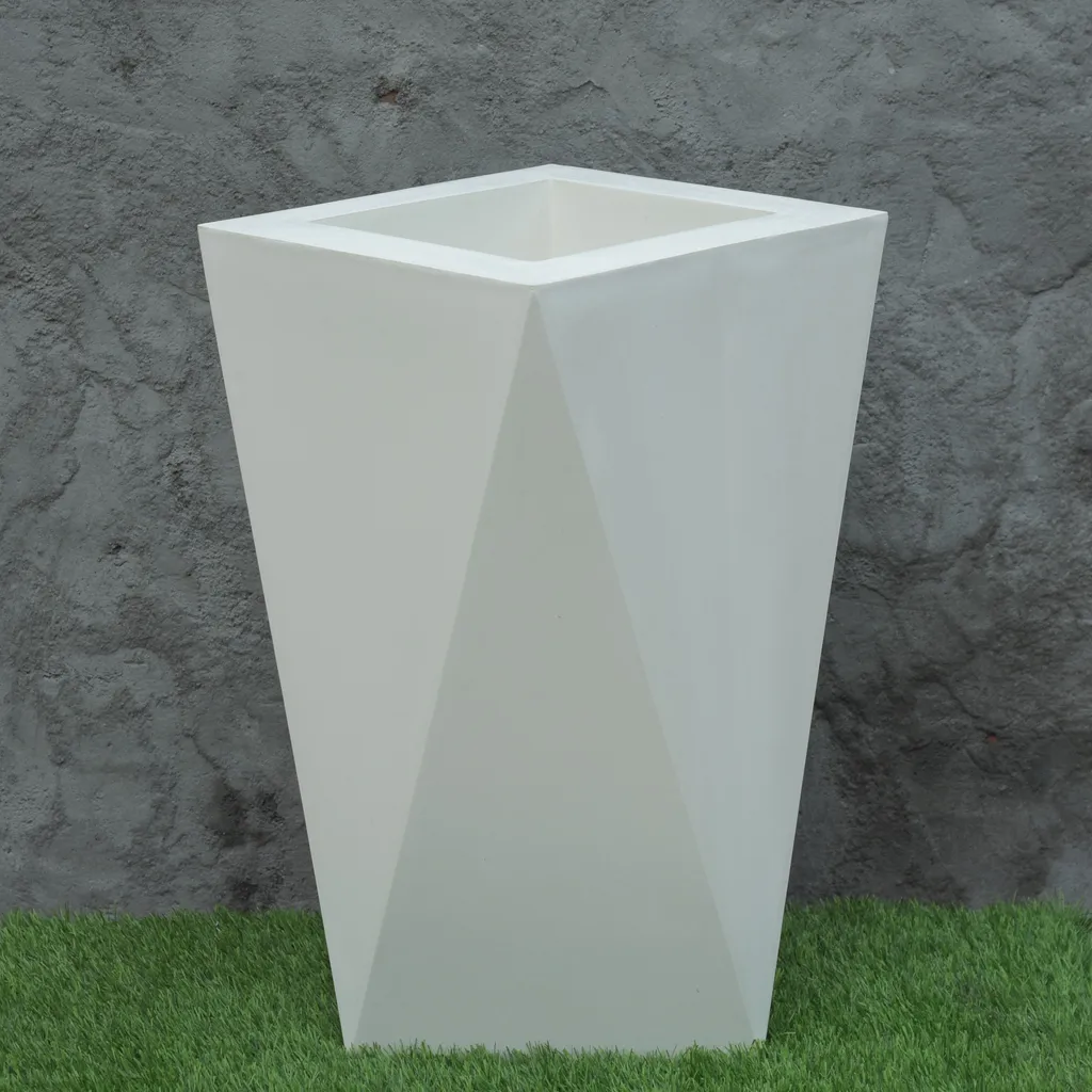 Buy Diamond Double-Bodied Fiberglass Planter (White) - 20 X 16 X 30 Inches Online | Urvann.com Diamond Double-Bodied Fiberglass Planter (White) - 20 X 16 X 30 Inches