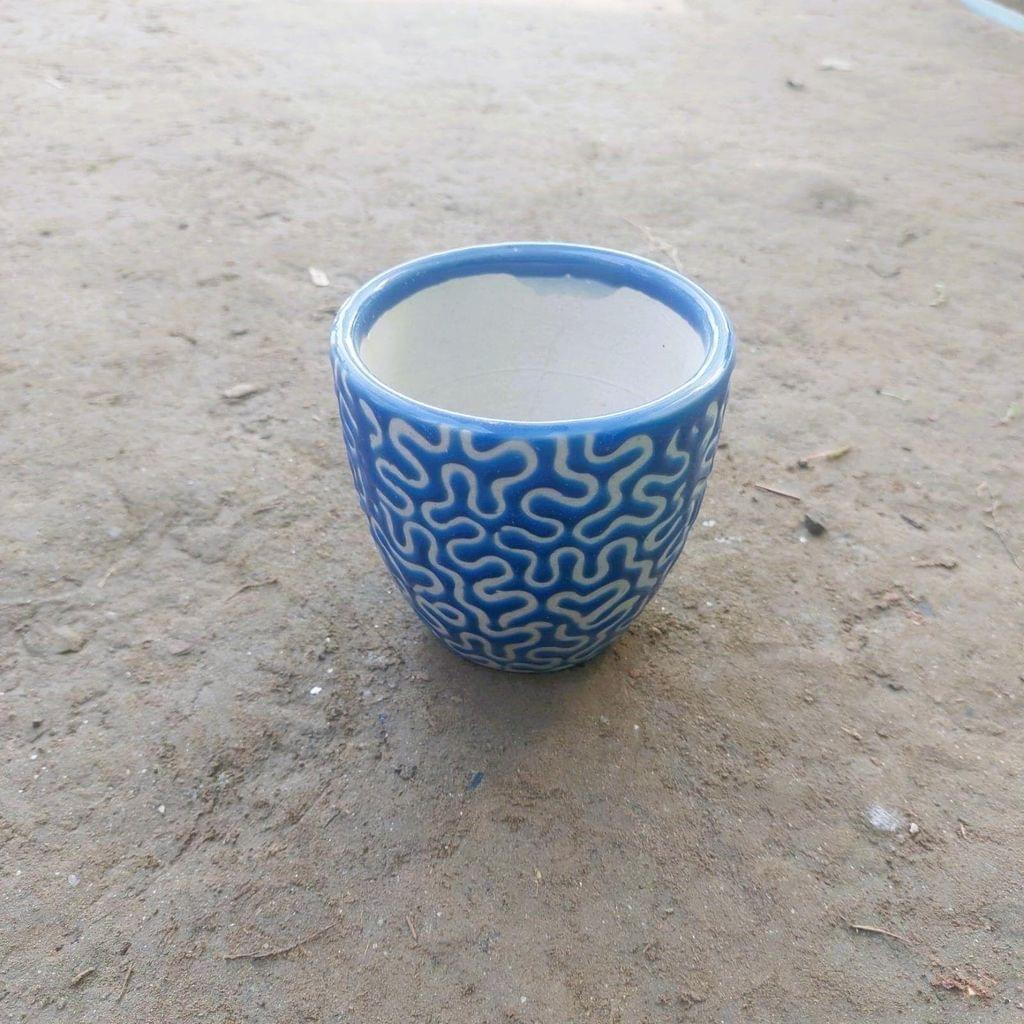 4 Inch Blue Moni Designer Cup Ceramic Pot 4 Inch Blue Moni Designer Cup Ceramic Pot