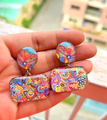 A-butterfly-in-a-vivid-world glass Earrings