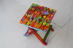 RAINBOW SHOWERS - Hand Painted Small Folding Table