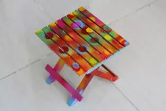 RAINBOW SHOWERS - Hand Painted Small Folding Table