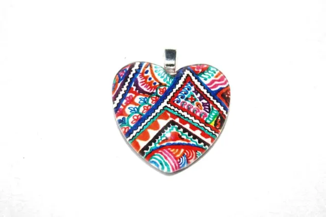 Jhoomar - Heart Shaped Glass Tile Pendant