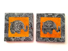 Brown Elephant Illu-gination Set of 2 Ceramic Coasters