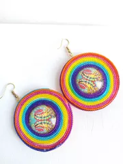 BRIGHT COLORS CIRCLE GLASS EARRINGS