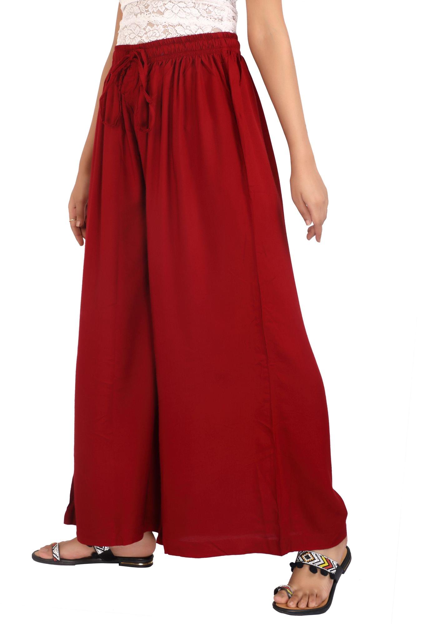 Women's Maroon Rayon Palazzo Pants