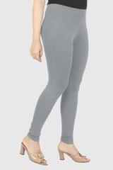 Women's  Grey Cotton Lycra Ankle Length Leggings