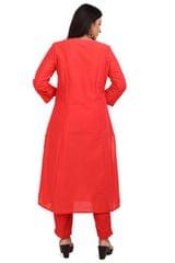 Parvaiz Red Poly Silk Cotton Kurta with Pant Set