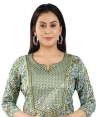 Shahina Green Rayon Embroidered A-Line Kurta