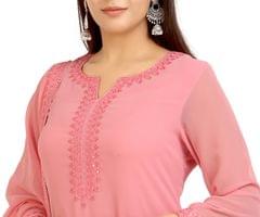 Hafiza Baby Pink Embroidered Georgette Suit Sets