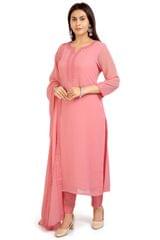 Hafiza Baby Pink Embroidered Georgette Suit Sets