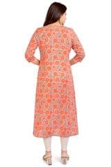 Naima Pink Jaipuri Cotton Embroidery A Line Kurta