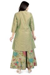 Suhashini Parrot Green Cotton Silk Sharara Suit