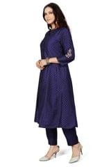 Aakifa Blue Cotton Silk Kurta with Pant Set