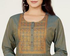 Shaina Mehandi Cotton Embroidered Short Kurtis