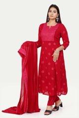 Aritra Rani Pink Embroidered Georgette Suit Sets