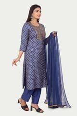 Sudiksha Blue Cotton Silk Embroidered Suit Sets