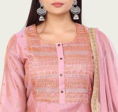 Samrita Pink Chanderi Embroidered Suit Set