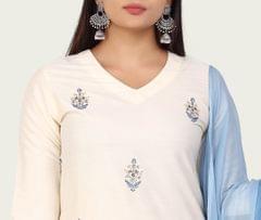 Maha Cream Cotton Embroidered Suit Sets