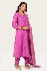 Swarupa Light Purple Cotton Silk Embroidered Suit Sets