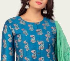 Jamila Blue Cotton Silk Suit Sets