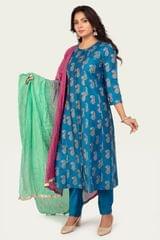 Jamila Blue Cotton Silk Suit Sets