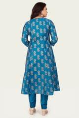 Jamila Blue Cotton Silk Suit Sets