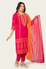 Anadya Pink Cotton Silk Embroidered Suit Sets