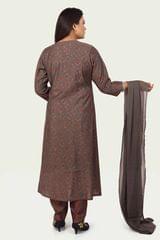 Hamsika Brown Soft Silk Embroidered Suit Sets