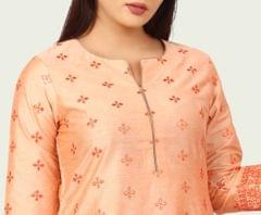 Janiyah Light Orange Cotton Silk Embroidered Suit Sets