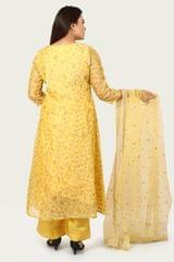 Elena Yellow Chanderi Cotton Printed Suit Set