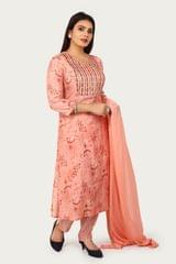 Hamsika Peach Soft Silk Embroidered Suit Sets