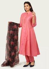 Riyanshika Pink Plain Cotton Silk Suit Sets