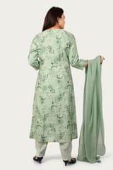 Hamsika Pista Green Soft Silk Embroidered Suit Sets