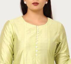 Chakshini Neon Green Plain Soft Silk Suit Sets
