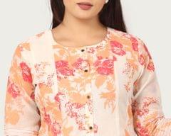 Jayleen Cream & Orange Cotton Silk Suit Sets