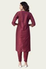 Aanandi Maroon Cotton Silk Embroidered Suit Set
