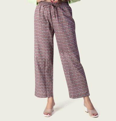 Women's Cotton Pant Palazzo Brown & Red