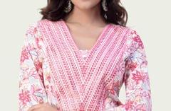 Jonina Pink Jaipuri Cotton Kurta with Pant Set