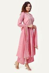 Husnah Pastel Pink Soft Silk Embroidered Suit Set