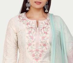 Anushri Cream Cotton  Embroidered Suit Sets