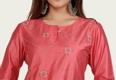 Sanchita Pink Soft Silk Straight Kurtis