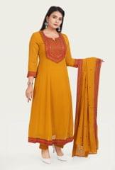 Aminah Mustard Embroidered Georgette Suit Sets