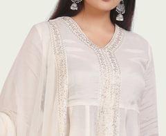 Alisha Off White Viscose Rayon Embroidered Sharara Set
