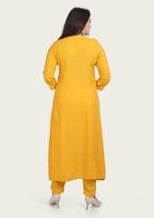 Lyla Yellow Rayon Cotton Embroidered Suit Sets