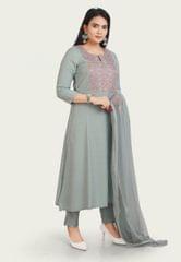 Lyla Pista Rayon Cotton Embroidered Suit Sets